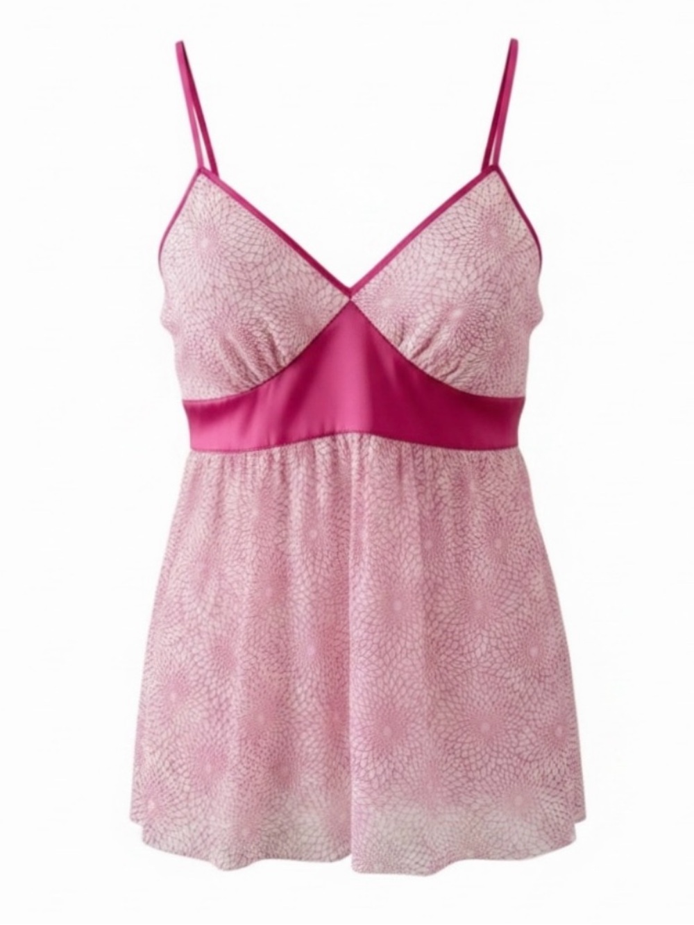 Express Pink and White Floral Print Sleeveless V-Neck Silk Camisole Size Small